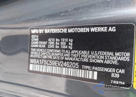 2014 BMW 228I from USA, damaged, VIN WBA1F5C59EV246205